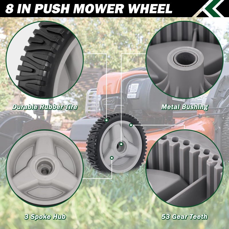 CheeMuii 532401274 Lawn Mower Wheels 2 Pcs 8"" Push Mower Front Drive Wheels Replace for 401274X460 401274 532411081 Fit for HU700F Self Propelled Lawn Mower Tractor - Image 2